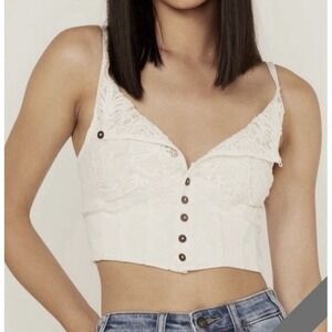 FREE PEOPLE Women's Have My Heart Cropped Tank Top Bralette Size Large White New